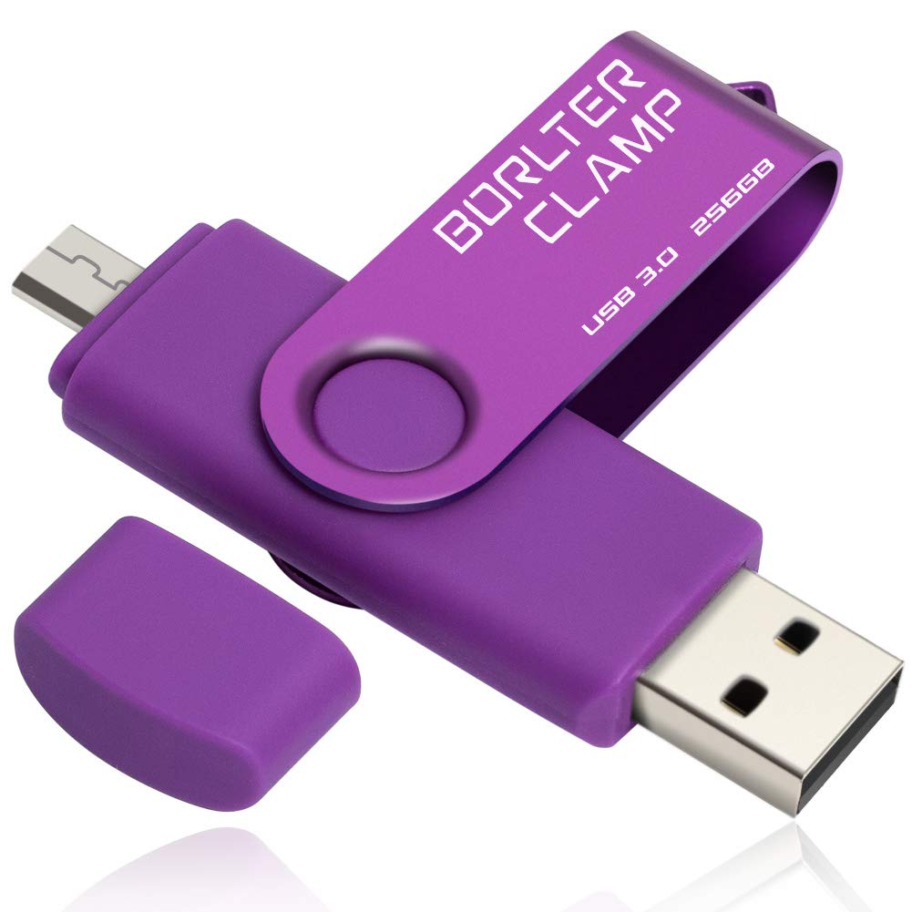 BORLTER CLAMP 256GB USB-Stick 2 in 1 Dual Port USB 3.0 Speicherstick OTG Flash-Laufwerk für Micro-US