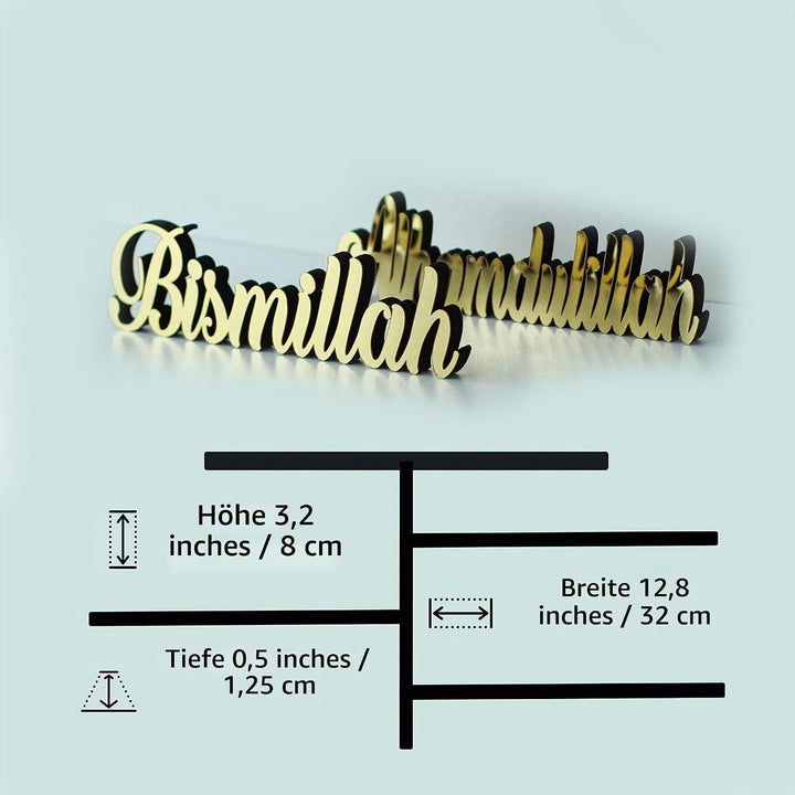 IWA Concept Bismillah-Alhamdulillah Gold | Heimdekoration oder islamische Dekoration für Tisch oder