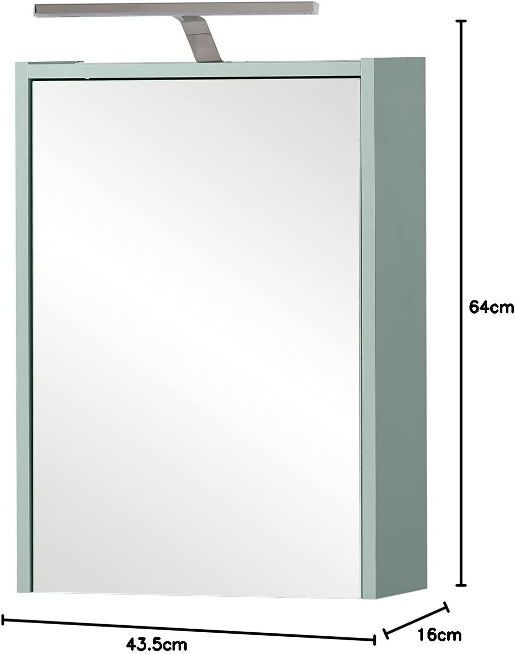 Schildmeyer Carlos Spiegelschrank, Holzwerkstoff, Pistazie, 43,5 cm Pistazie 43,5 cm, Pistazie 43,5