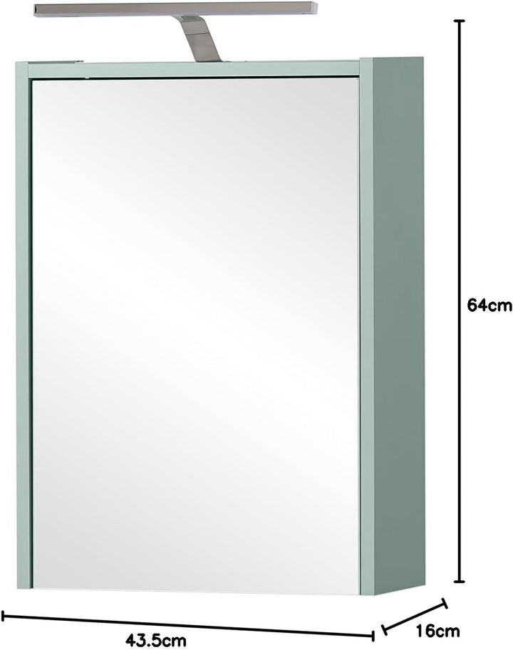 Schildmeyer Carlos Spiegelschrank, Holzwerkstoff, Pistazie, 43,5 cm Pistazie 43,5 cm, Pistazie 43,5