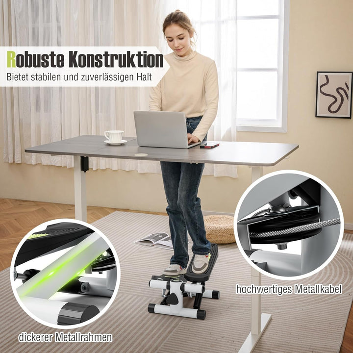 FANTASK Up Down Swing Stepper, Mini-Stepper mit Widerstandbändern, Hometrainer mit verstellbarem Wid