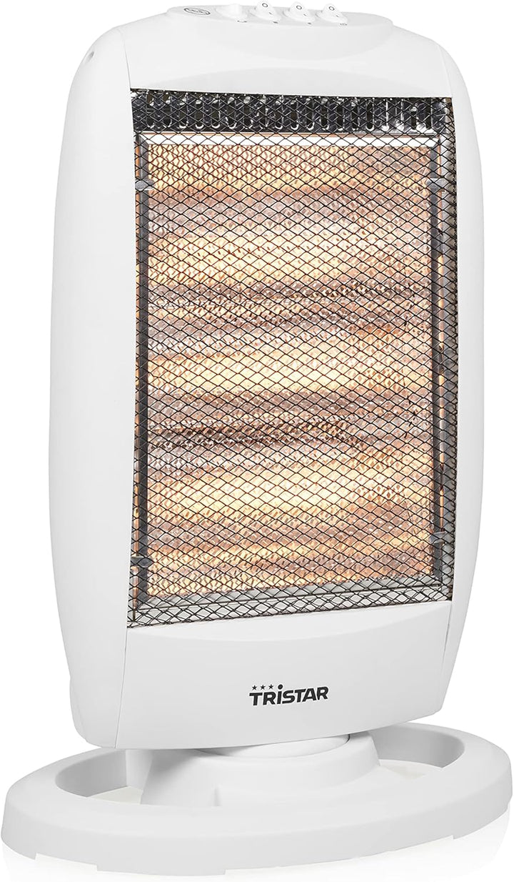 Tristar Heizstrahler KA-5129 – Halogen – 3 Leistungseinstellungen – Oszillierend – max. 1200 W, Weis