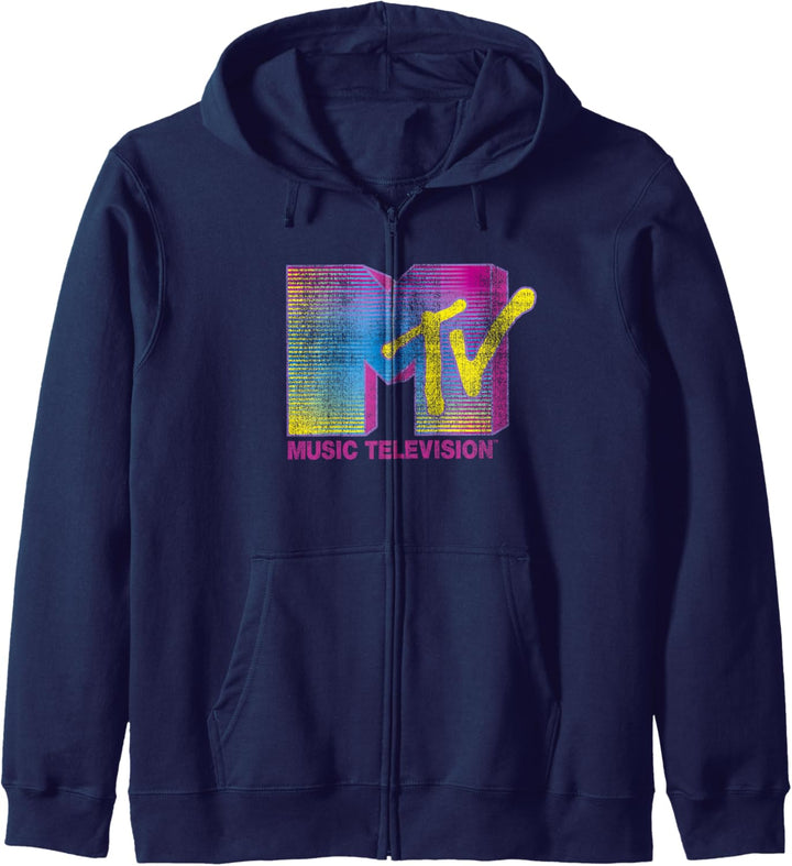 MTV Distressed Fluorescent Gradient Logo Kapuzenjacke