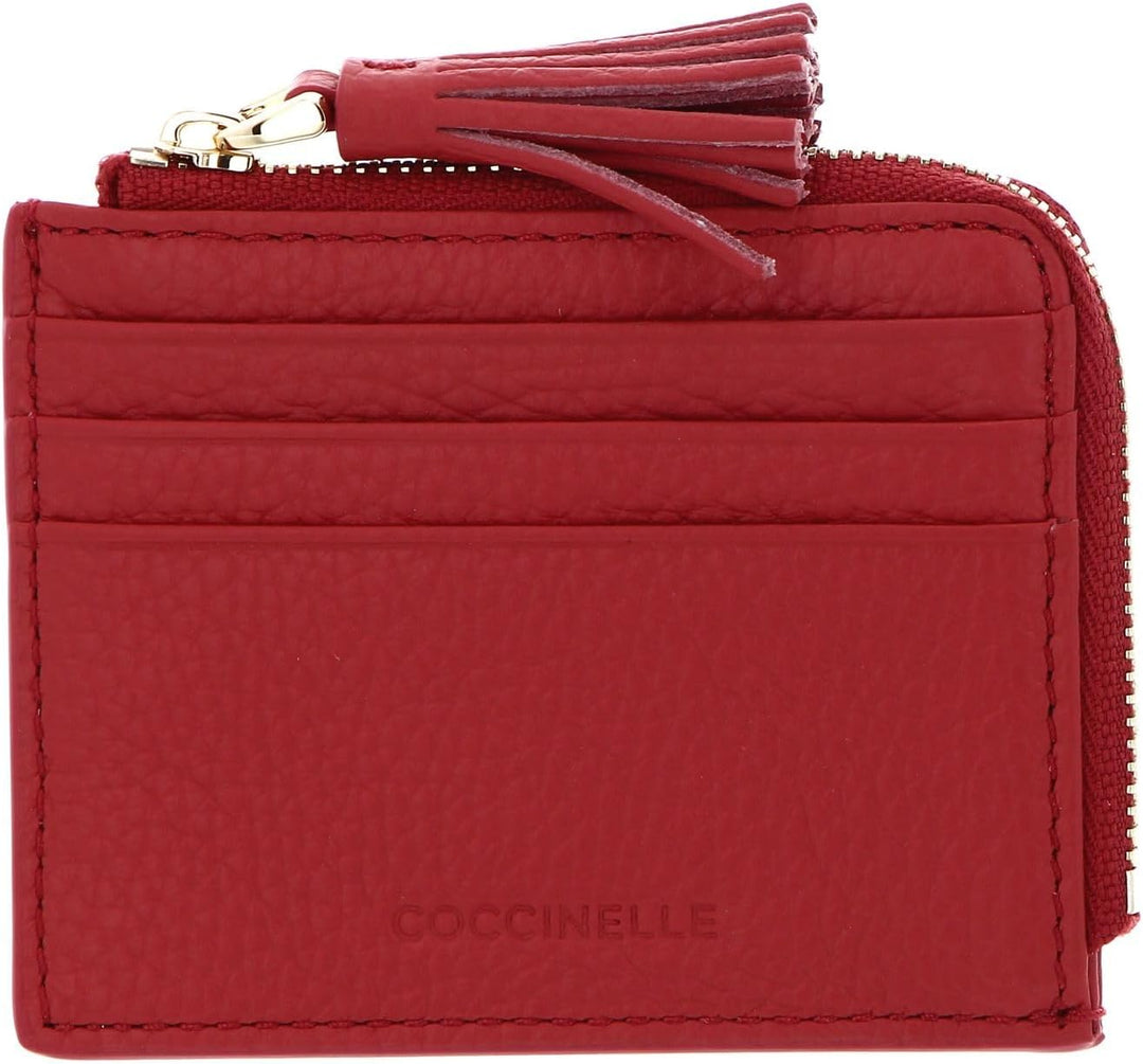 Coccinelle Tassel Credit Card Holder Cranberry