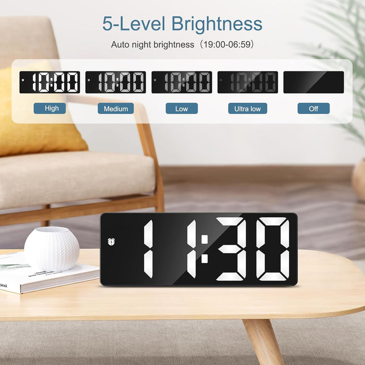 Smartes LED-Digitalwecker mit Auto-Helligkeit & EU-Sommerzeit – Grossbildleinwand LED-Wecker Perfekt