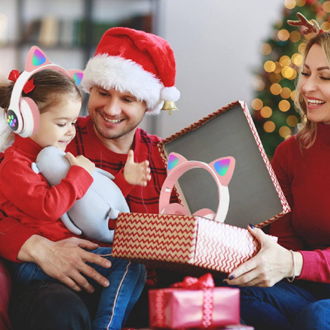 Katzenohr Kopfhörer Kindergeburtstag Geschenke Kind LED Katzenohren Faltbar Kabellose Bluetooth Over