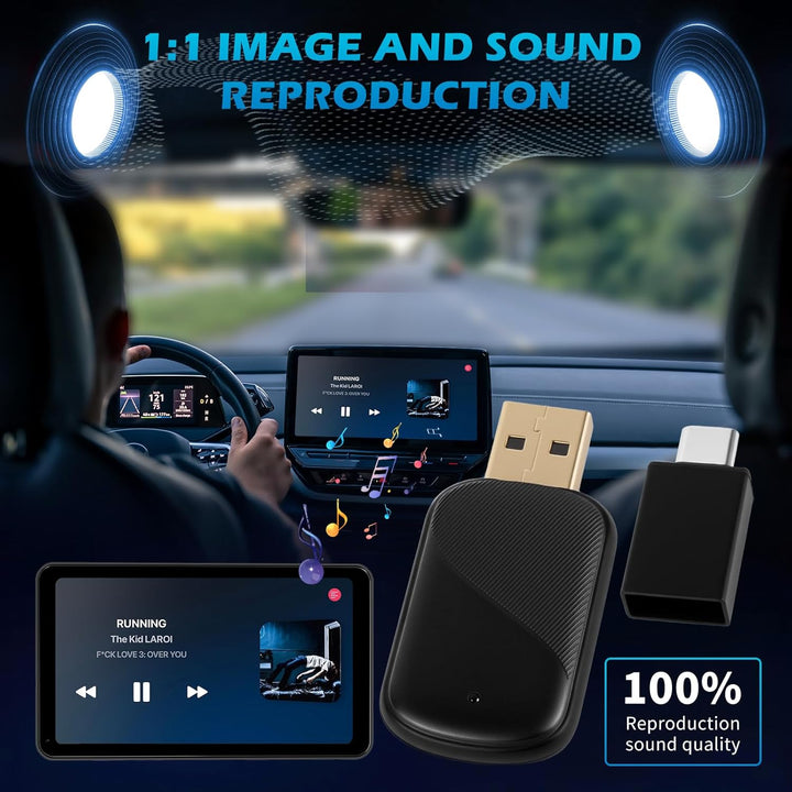 2 IN 1 Wireless Android Auto & Carplay Wireless Adapter, Convert Wired to Wireles s Carplay Dongle,