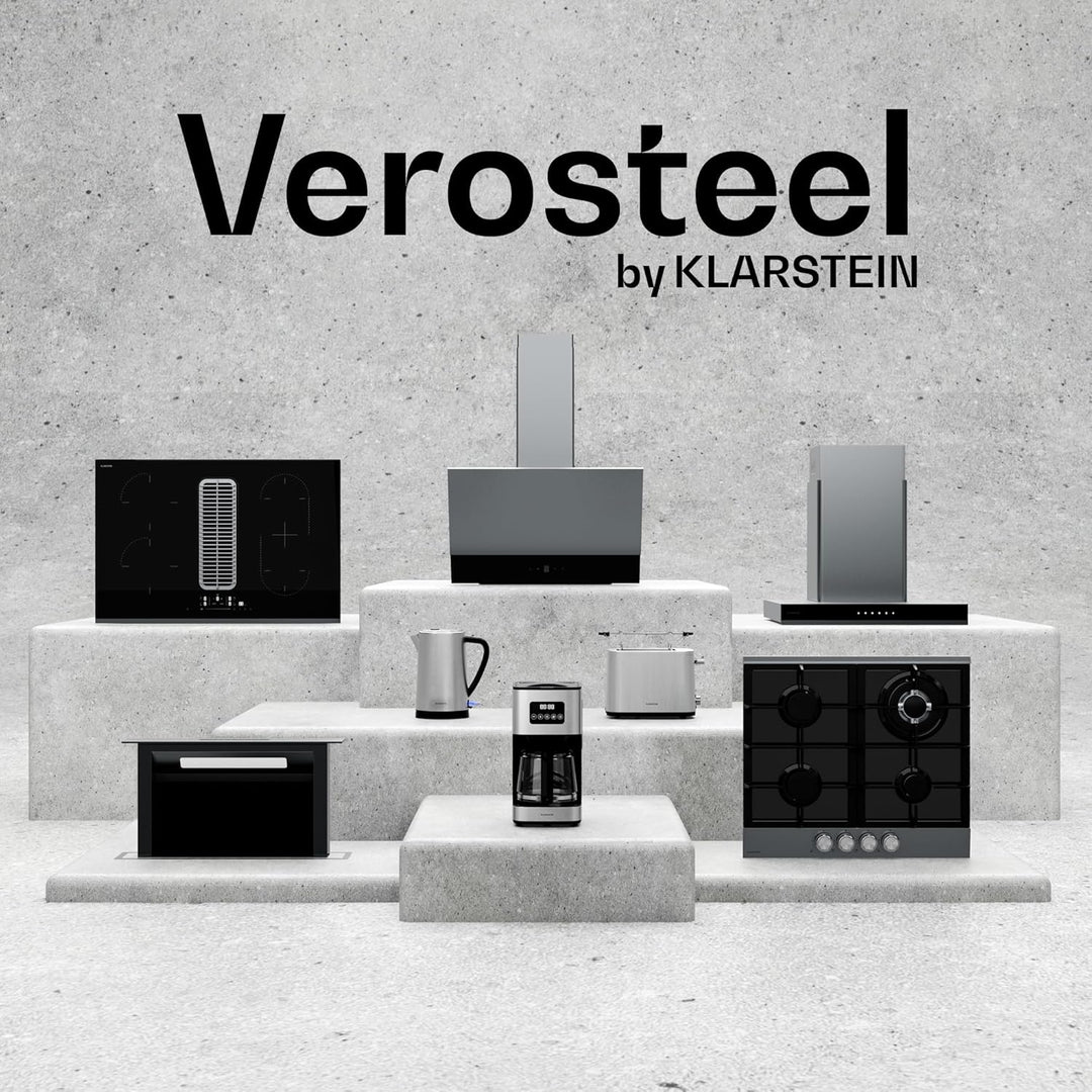 Klarstein Verosteel Toaster Wasserkocher Set - Edelstahl, 2 Scheiben Toaster mit 7 Bräunungsstufen &
