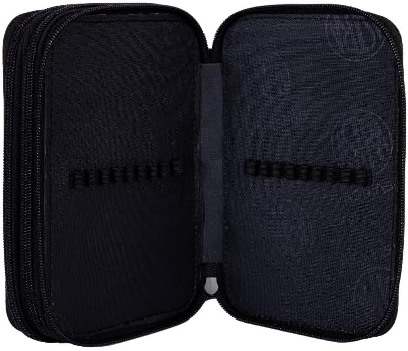 ASTRABAG Blue Pixel 3-Fach Mäppchen Federmappe Gefüllt dreifaches Federmäppchen, Schüleretui 3-stöck