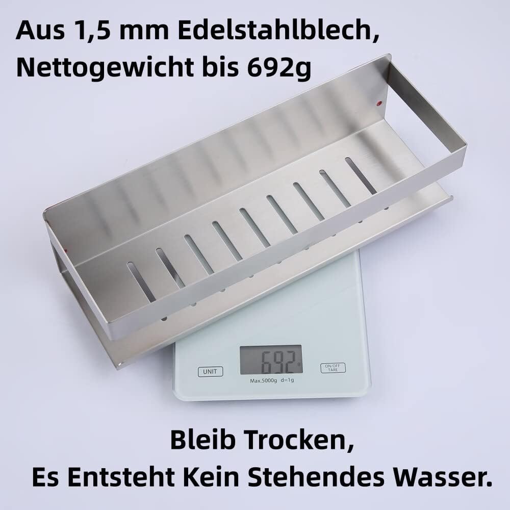 Duschablage ohne Bohren Gebürstetes Nickel, Duschregal Wandmontage Edelstahl SUS304 Rostfreier Dusch