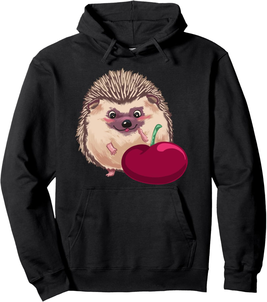 Niedlicher Igel und Kirsche Pullover Hoodie