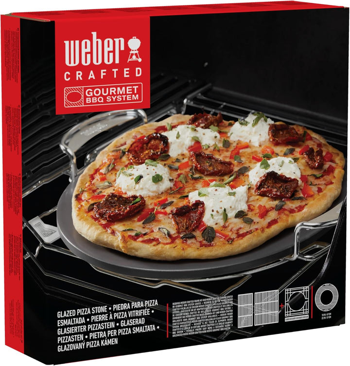 Weber Crafted Glasierter Pizzastein - hitzebeständig, speichert Wärme gleichmässig, für knusprige Pi