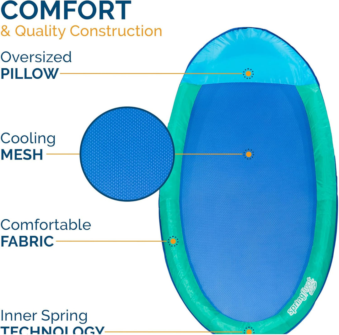 SwimWays Spring Float Premium Hammock Pool Lounger for Swimming Pool, Inflatable Pool Floats Adult w