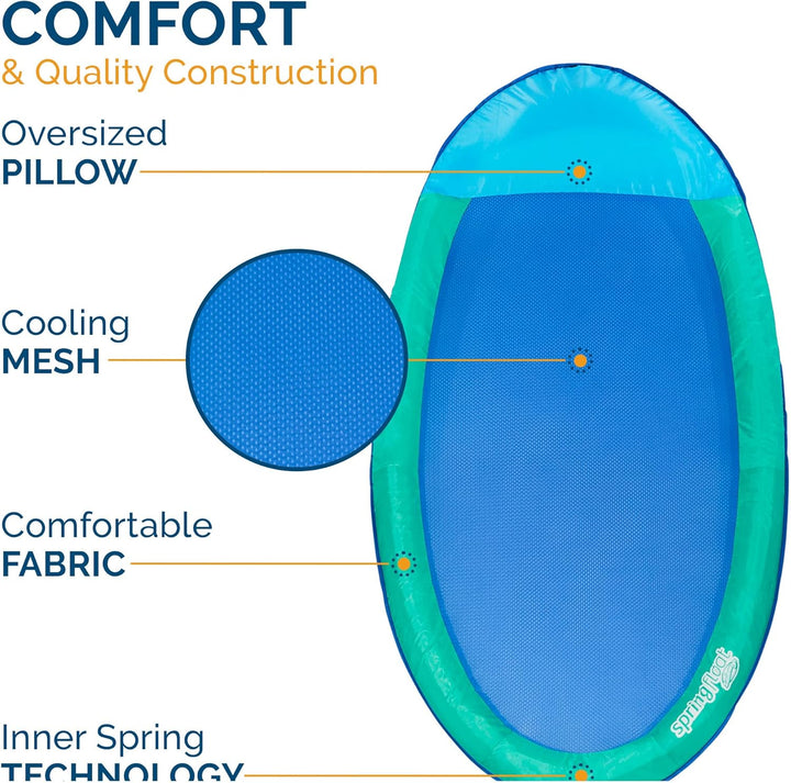 SwimWays Spring Float Premium Hammock Pool Lounger for Swimming Pool, Inflatable Pool Floats Adult w