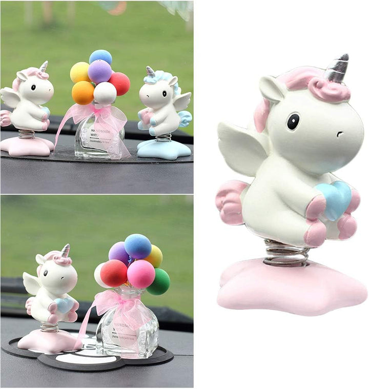 Abaodam Einhorn Ornament Mit Wackelkopf Aus Umweltfreundlichem Harz Cartoon Auto Armaturenbrett Deko