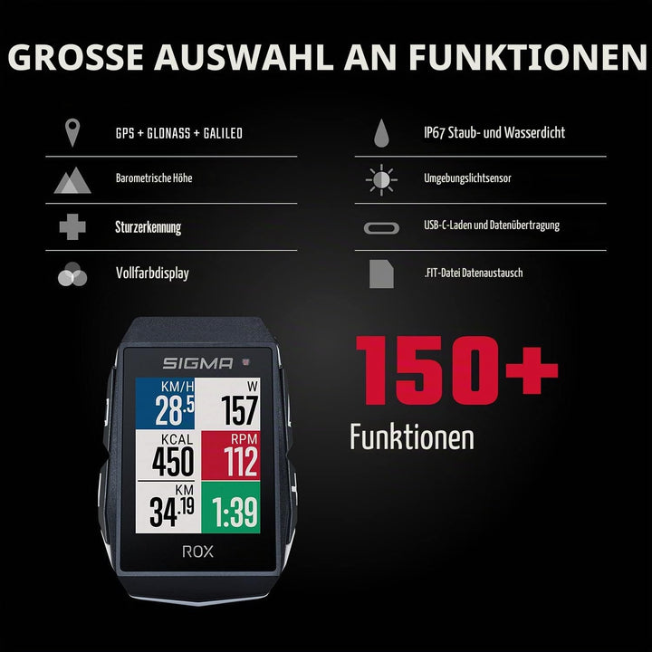 SIGMA SPORT ROX 11.1 EVO Black Sensor Set | Fahrradcomputer kabellos GPS &amp; Navigation inkl. Geschwin