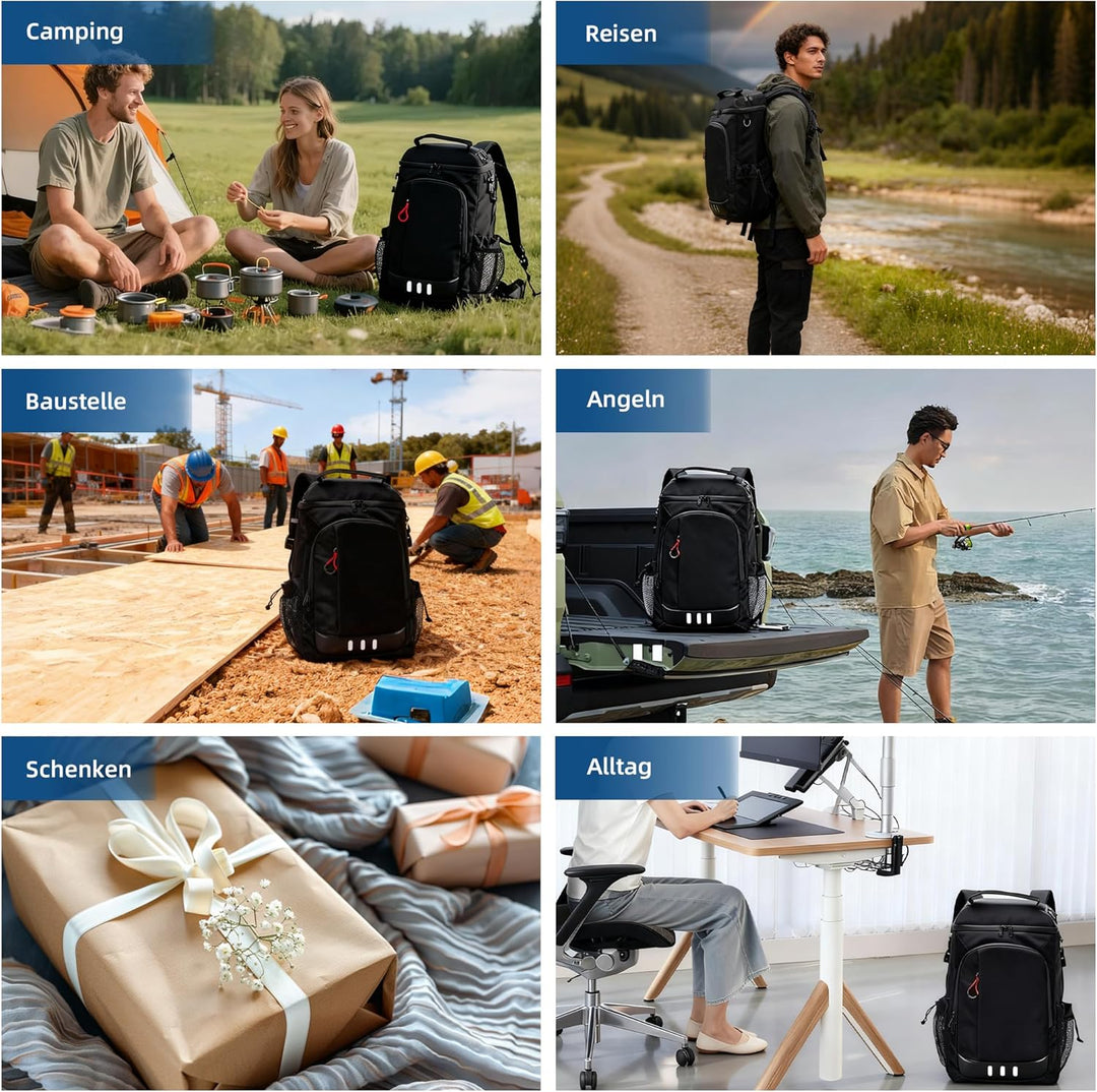Camping Kühlrucksack,24L Kapazität Isolierter Picknickrucksack, Wasserdichter Rucksack-Kühler Auslau