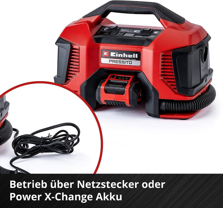 Einhell Akku-Kompressor PRESSITO Power X-Change (Li-Ion, 18/230 V, max. 11 bar, 71 cm Schlauchlänge,