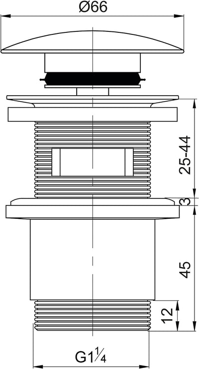 Wirquin 30723123 Ablaufgarnitur für Waschbecken, Messing, Quick-Clac-System – Überlauf, kurzes Ablau