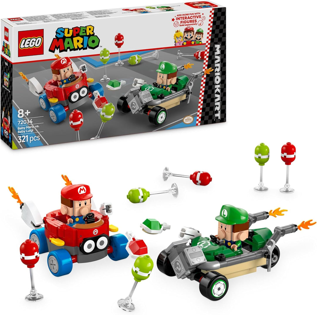 LEGO Super Mario: Mario Kart – Baby Mario vs. Baby Luigi, Nintendo Figuren zum Sammeln, 2 baubare Sp