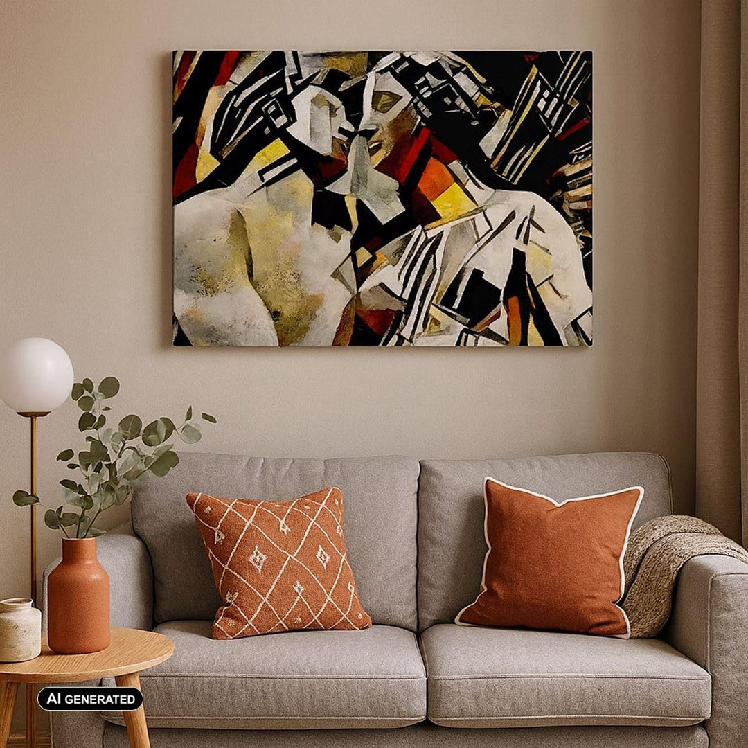 Bilder auf Leinwand 100x70cm Leinwandbild mit Rahmen Skulptur modern Gross Wanddeko Bild Schlafzimme