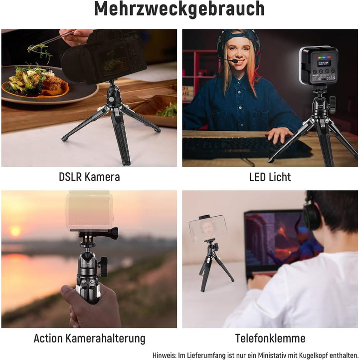 NEEWER Mini Tischstativ aus Metall mit 360° Kugelkopf, unterstützt vertikale Aufnahme und Handgriff,