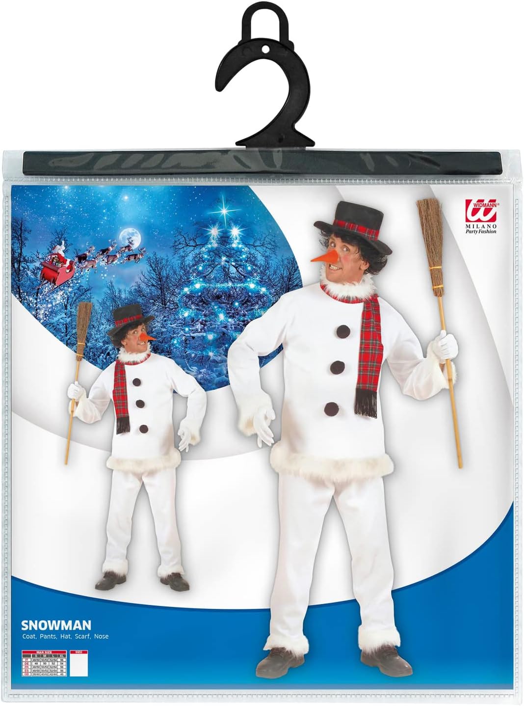 "SNOWMAN" (coat, pants, hat, scarf, nose) - (M), M