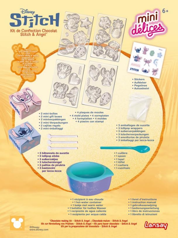 Lansay - MINI Delices Schokoladenwerkstatt Stitch & Angel - Kreativset für Kinder ab 6 Jahren - DIY