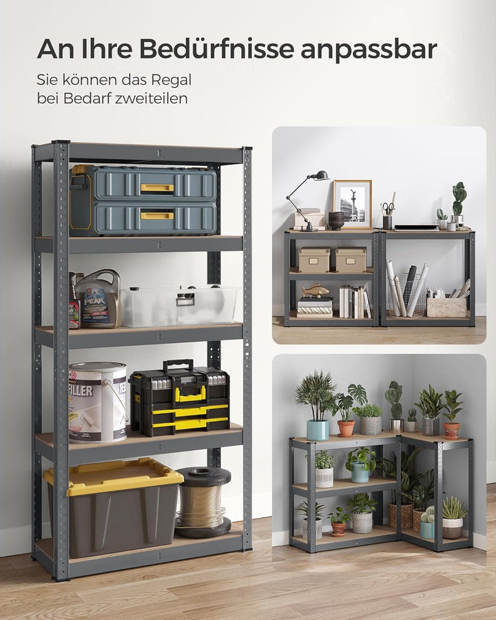 SONGMICS Schwerlastregal, Kellerregal, Lagerregal, 30 x 75 x 150 cm, Regal mit Stahlgestell, bis 650