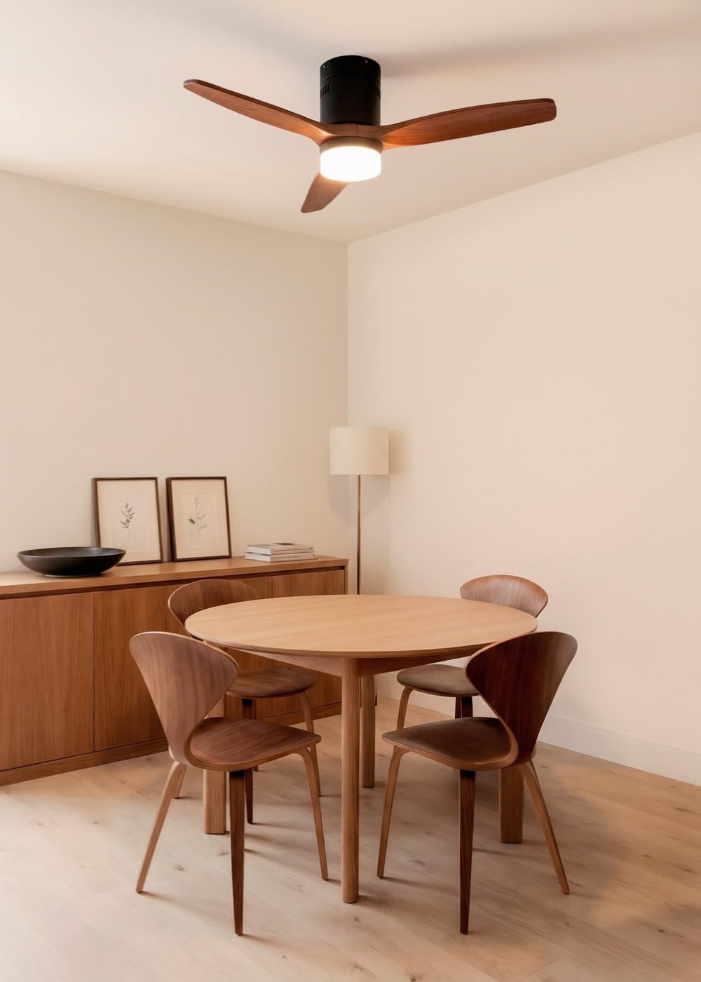 CREATE / WINDCALM NATURAL WOOD S/Deckenventilator mit Beleuchtung Schwarz Dunkelholzflügel mit WLAN