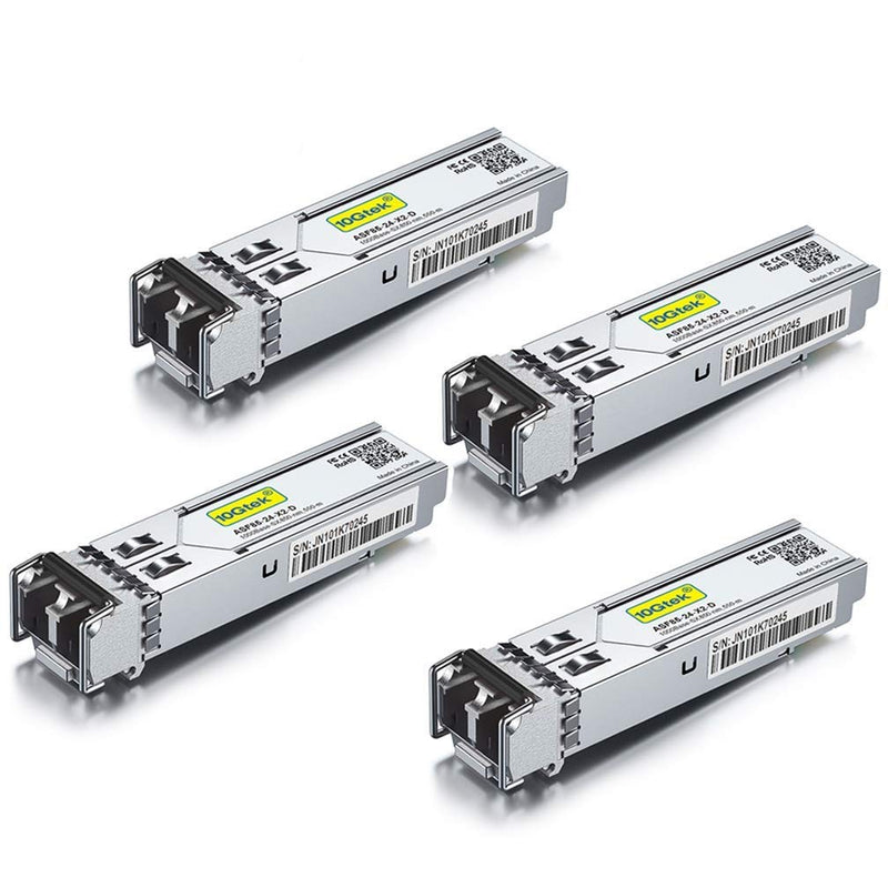 [4 Stück] 10Gtek® für Netgear Gigabit SFP SX Mulitmode AGM731F, 1000Base-SX 1G SFP LC Transceiver Mo