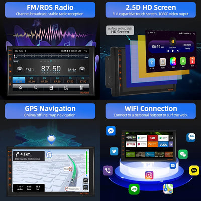 Podofo Autoradio 2 Din mit Wireless Apple Carplay Android Auto Bluetooth, Android 13 Doppel Din Auto