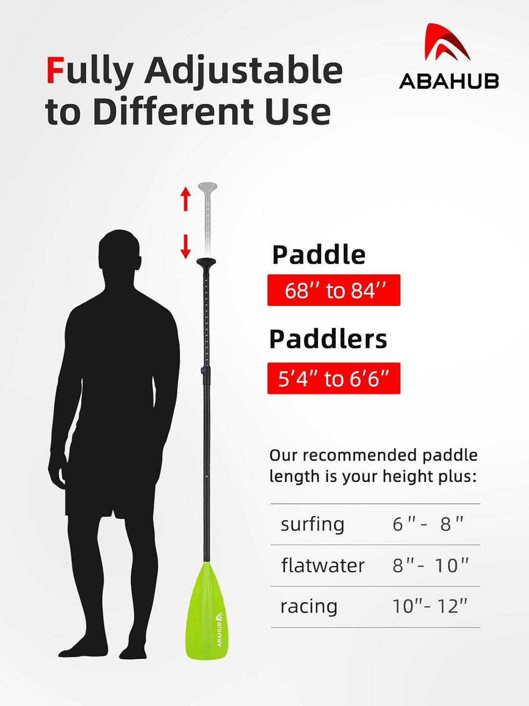 Abahub SUP Paddel / 2 in 1 Sup Kajak Paddel Aluminium Einstellbares Stand Up Paddle für Paddleboard,