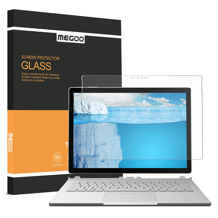 MEGOO Surface Book 2 Schutzfolie gehärtetes Glas, Einfache Installation/ 9H Härte/Klar Anti-Kratz Pa