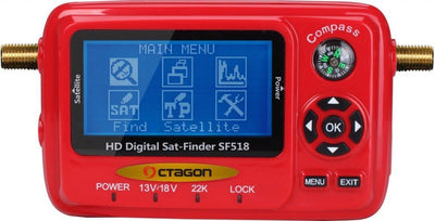 OCTAGON SAT FINDER Messgerät SF 518 LCD HD HDTV USB 2.0 Spektrum DVB-S und DVB-S2 DIGITAL