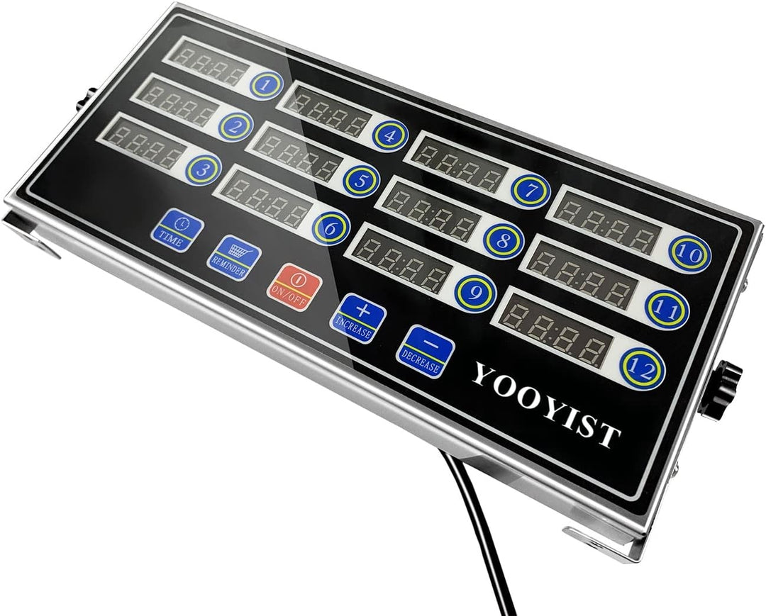 YOOYIST Kommerzieller 12-Kanal-Küchentimer, digitaler Restaurant-Timer, professioneller LED-Einstell