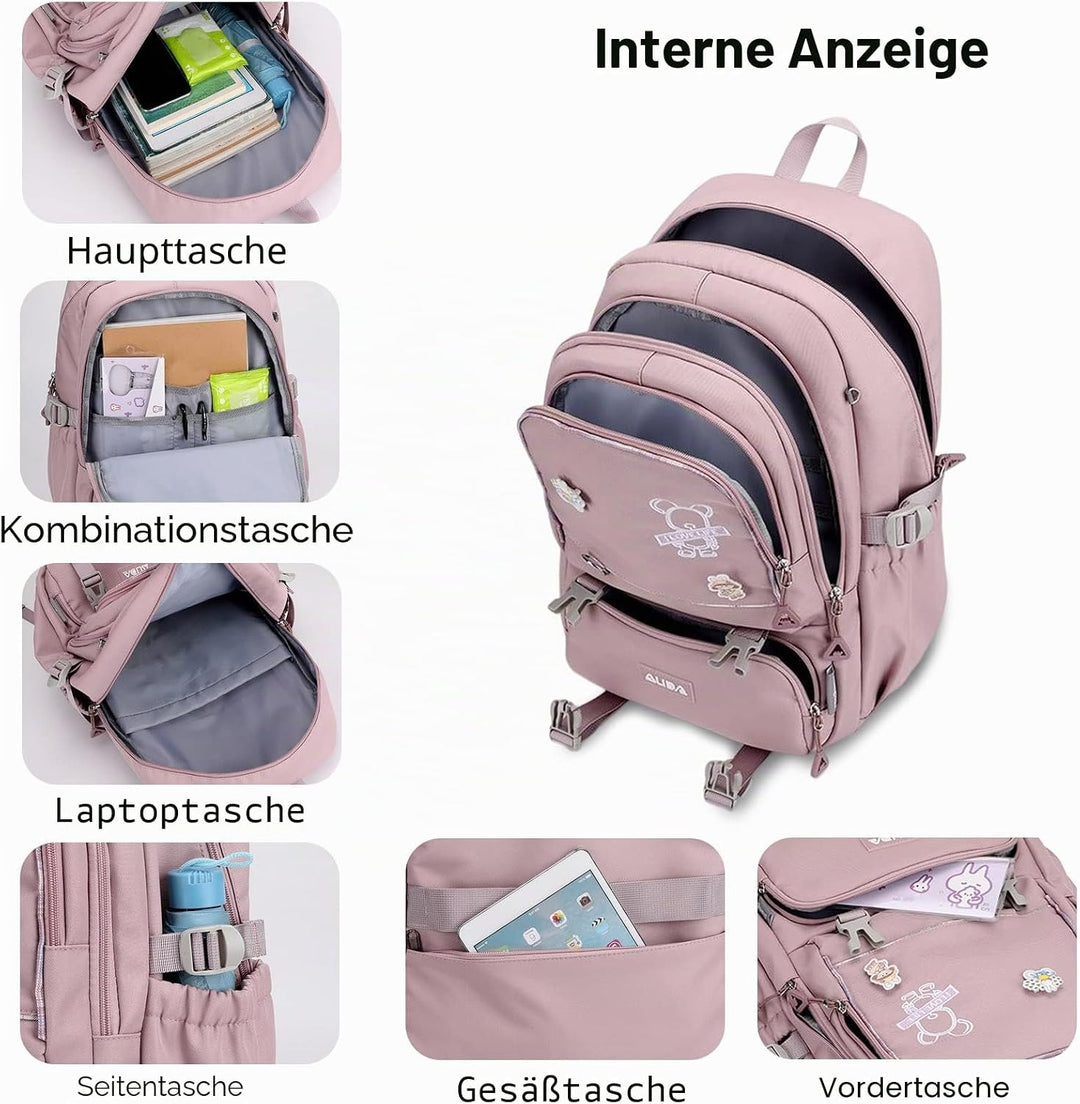 FANDARE Schulrucksack Schulrucksack Kinderrucksack Schultasche Jungen Mädchen Rucksack Schulranzen f
