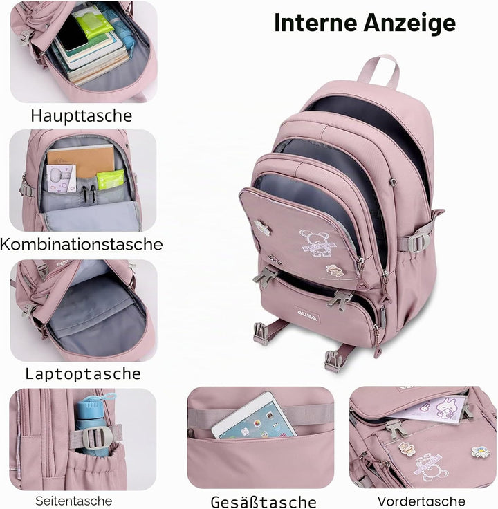 FANDARE Schulrucksack Schulrucksack Kinderrucksack Schultasche Jungen Mädchen Rucksack Schulranzen f