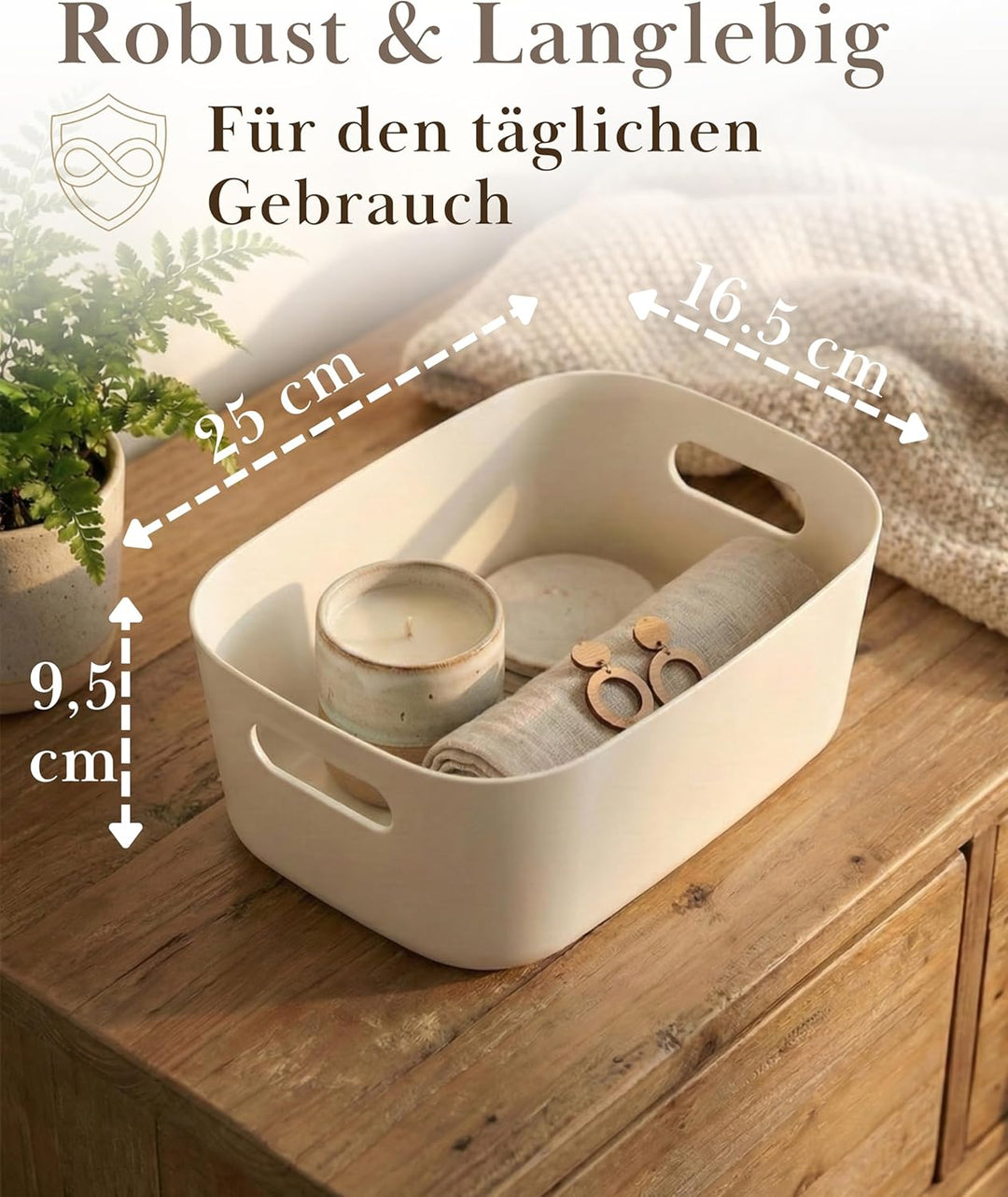 VMbathrooms Aufbewahrungsboxen 10er Set Weiss 25cm | Robuster Küchen-Organizer & Allzweckbox (BPA-fr