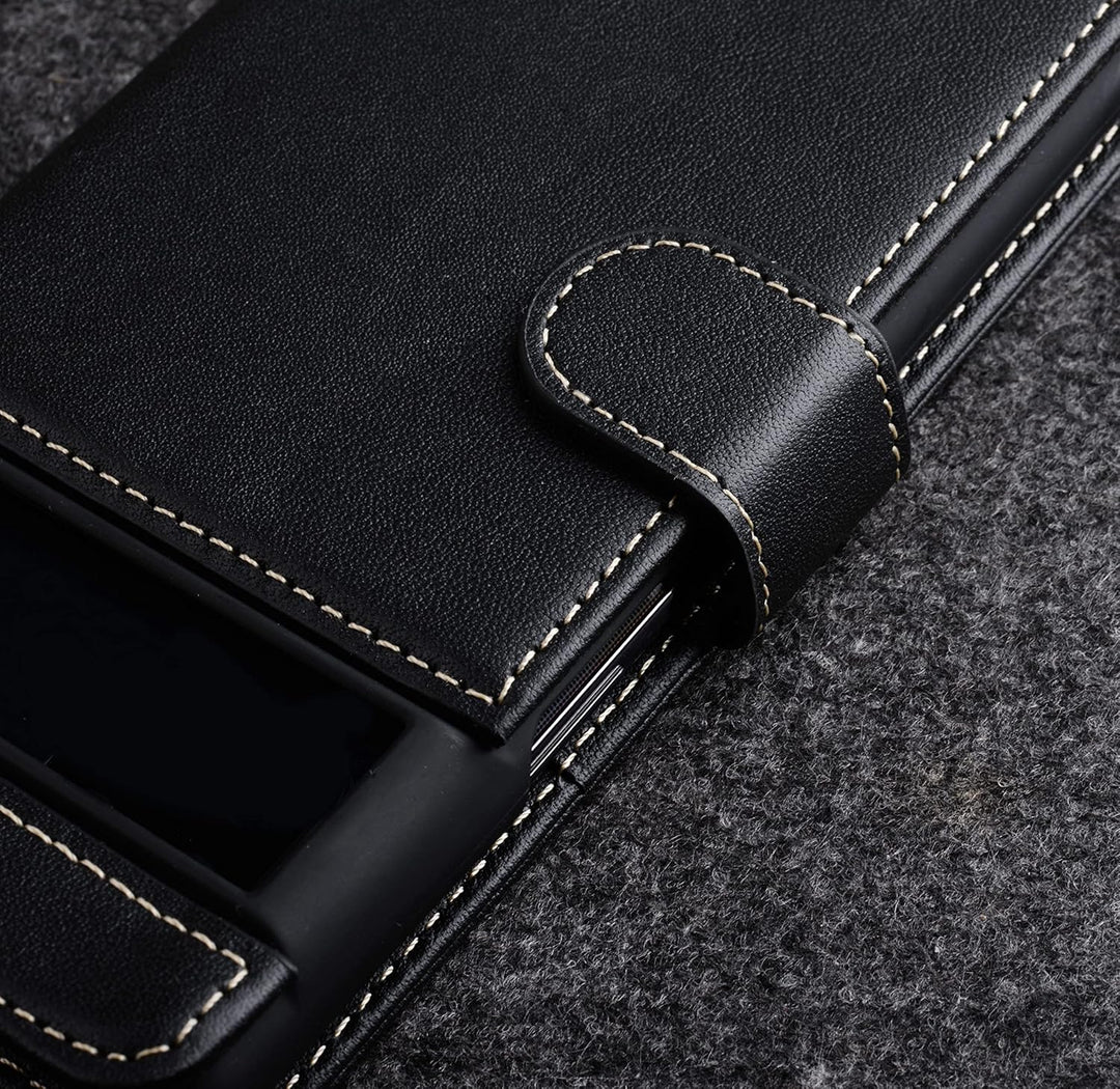 STILGUT Talis kompatibel mit Google Pixel 6 Pro Hülle mit Kartenfach aus Leder, Flip Cover, Wallet C