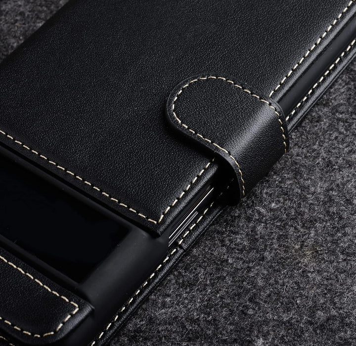 STILGUT Talis kompatibel mit Google Pixel 6 Pro Hülle mit Kartenfach aus Leder, Flip Cover, Wallet C