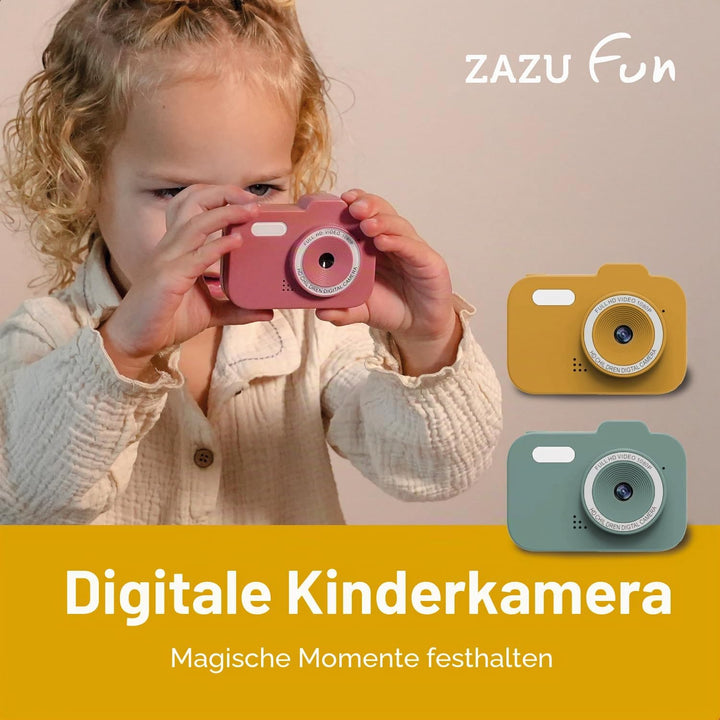 ZAZU Fun HD Digitalkamera für Kinder – 1080P Video, 2,0-Zoll-Display, wiederaufladbar, tragbare Kind