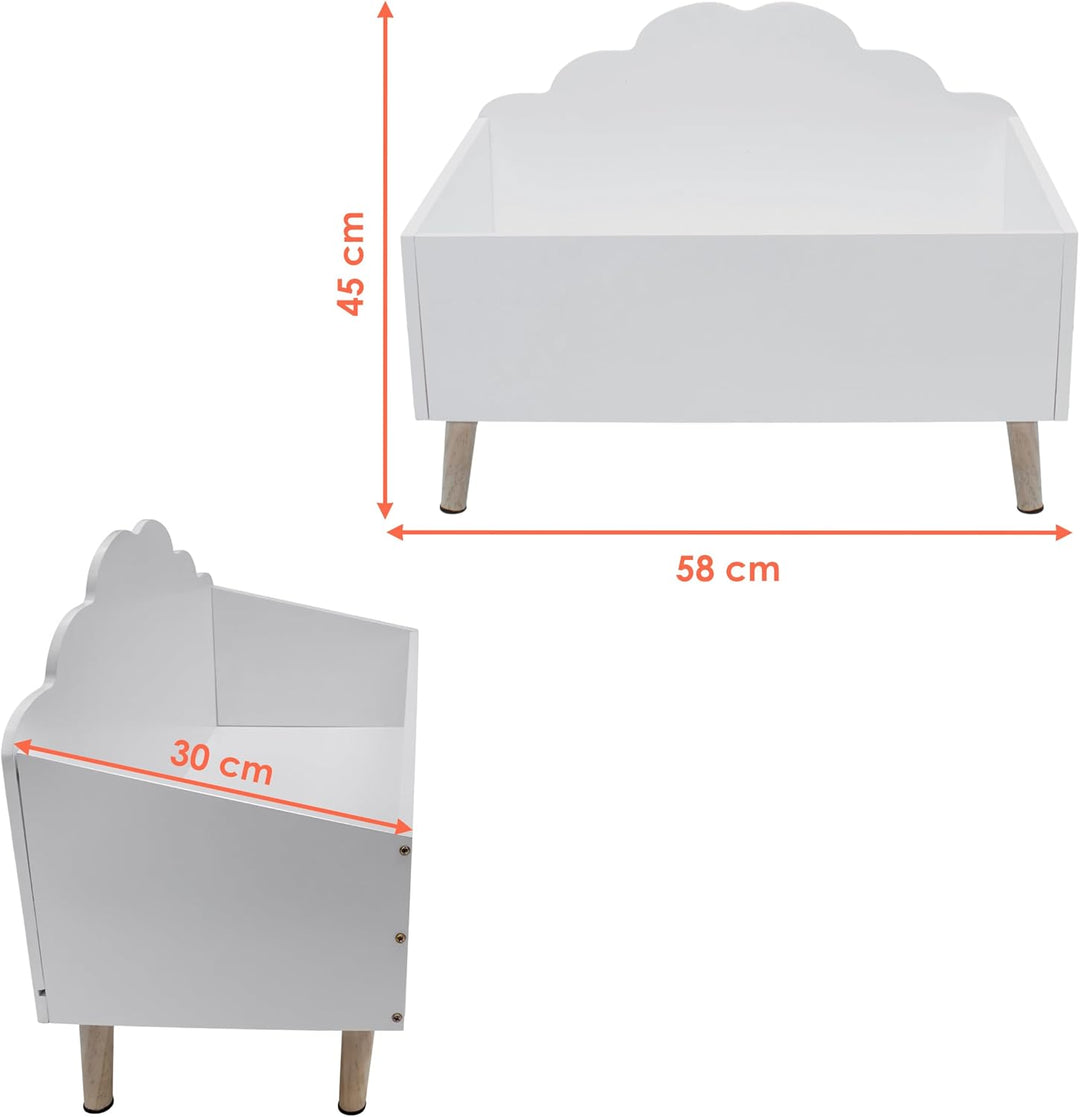 Spetebo Kinder Aufbewahrungstruhe Wolke 58 x 45 cm - weiss - Holz Ordnungskiste im kindgerechten Des