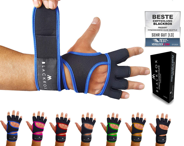 BLACKROX Fitnesshandschuhe Seattle Atmungsaktive Vergleichssieger Fitness Handschuhe mit Handgelenks