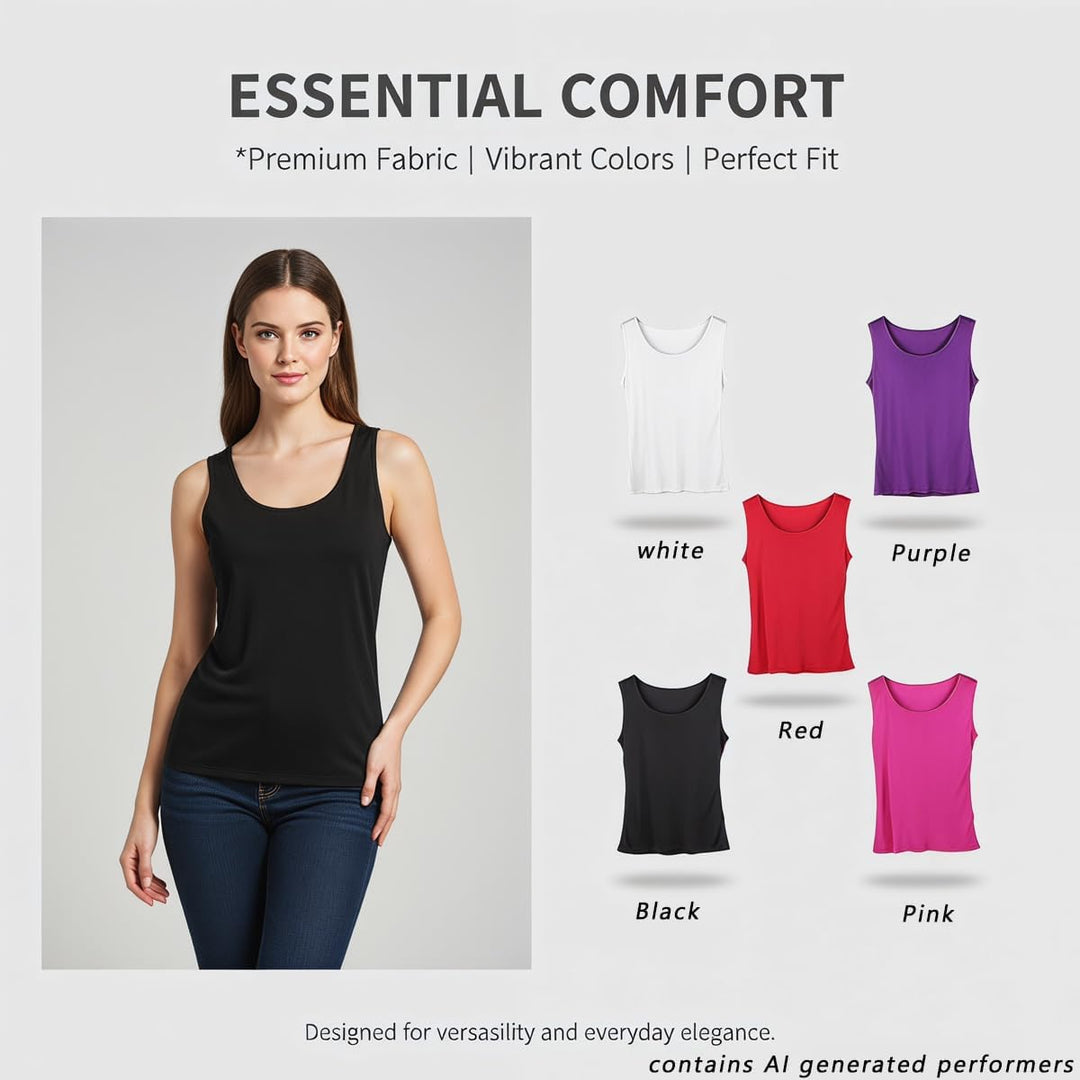 Damen Tank Top aus 100% Natur Seide,Komfortabel M Schwarz, M Schwarz
