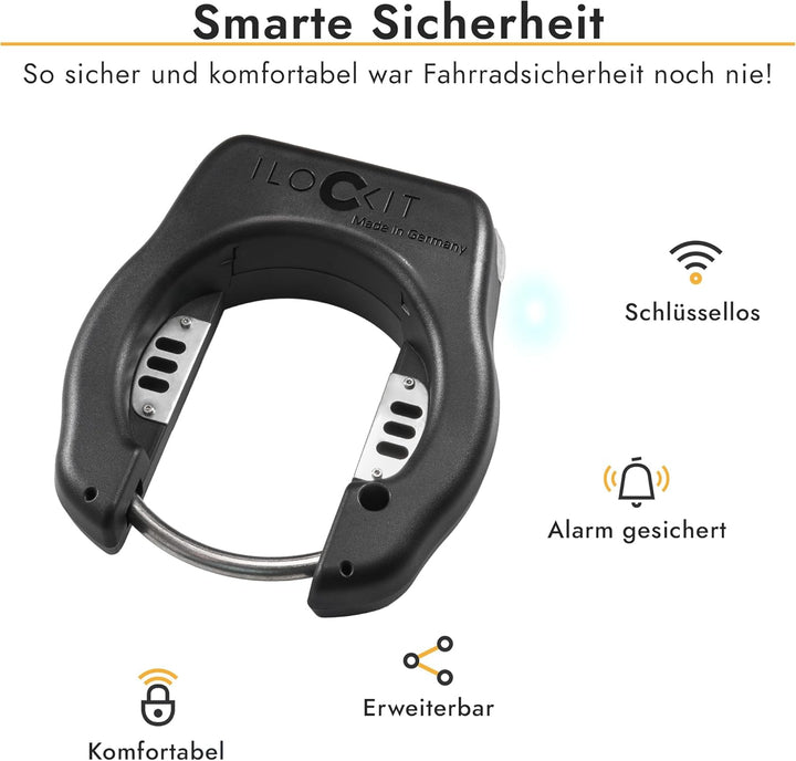 I LOCK IT+ Bluetooth Fahrradschloss mit Alarm | Smart Bike Lock with Alarm | Rahmenschloss per Handy