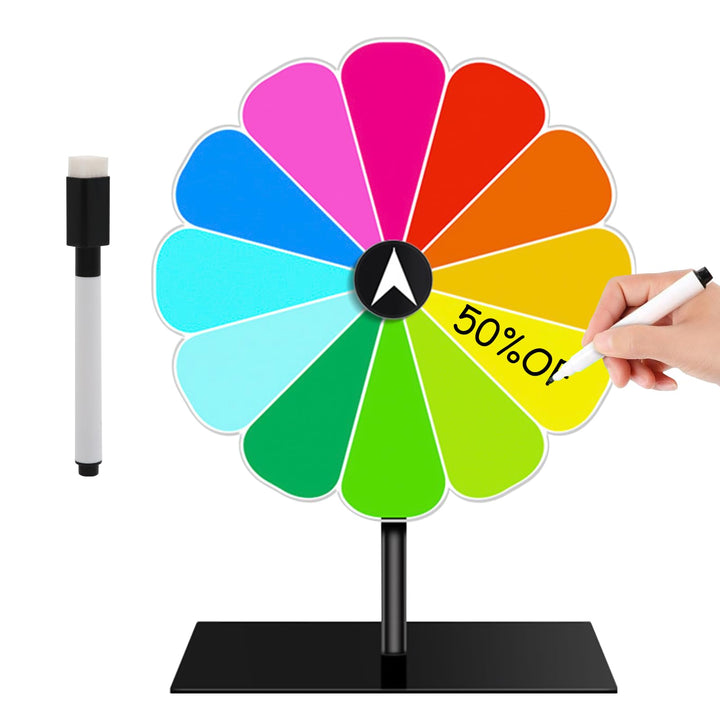 Glücksrad zum Drehen 20 cm 12 Farben Glücksrad Spielzeug mit Trocken Abwischbarem Marker Ständer Glü