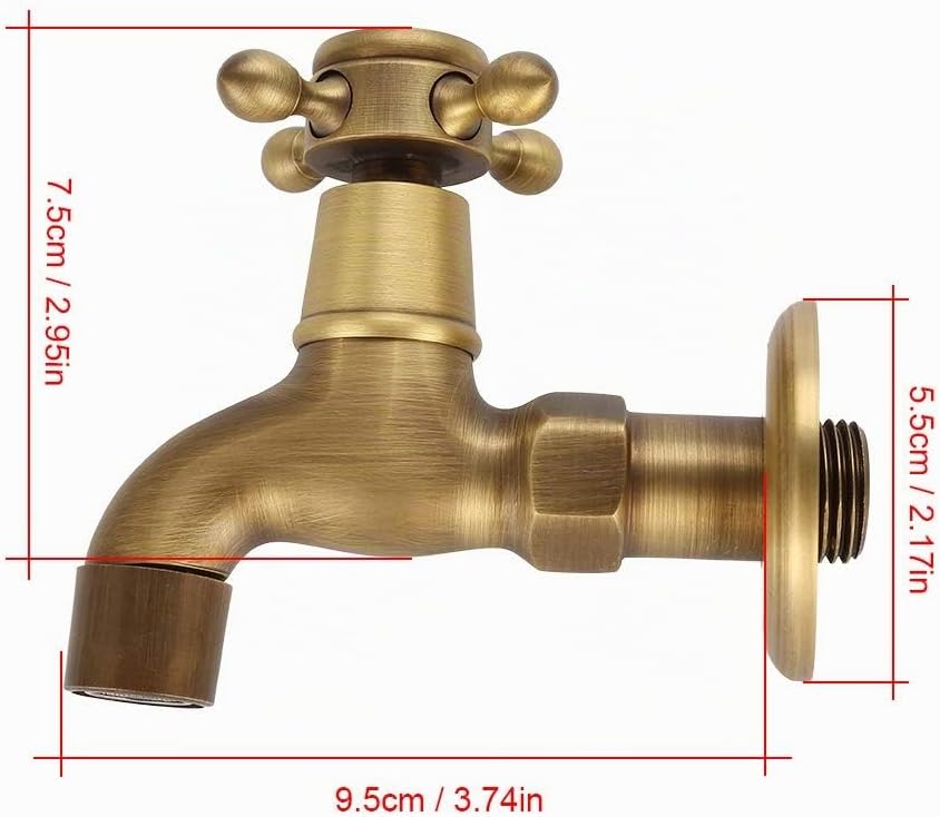 G1 / 2 Wandmontage Vintage Massivem Messing Wasserhahn Wasserhahn für Spülbecken Mopp(Short) Silber