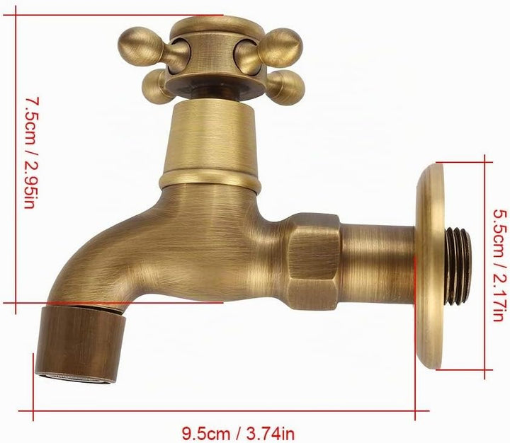 G1 / 2 Wandmontage Vintage Massivem Messing Wasserhahn Wasserhahn für Spülbecken Mopp(Short) Silber