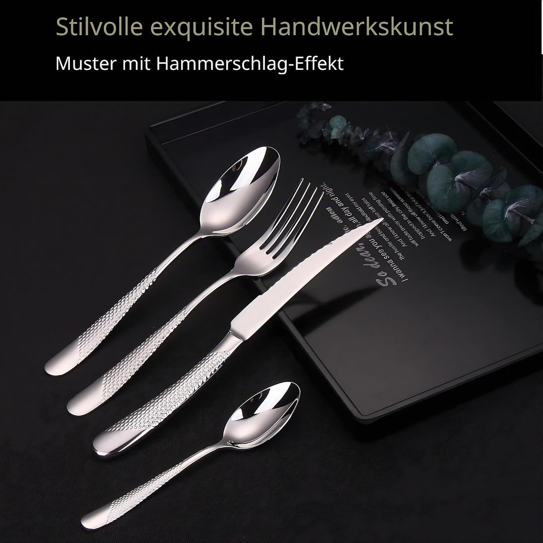 DAFFODILY® Spirit of luxury Signature Lot de 6 fourchettes à dîner Doré Steakmesser 6 teilig Silber,